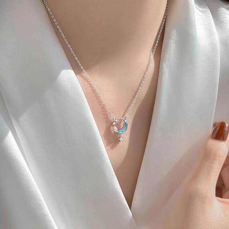 星星项链女ins小众设计感轻奢锁骨链蝴蝶结颈链学生闺蜜吊坠 闪钻蝴蝶