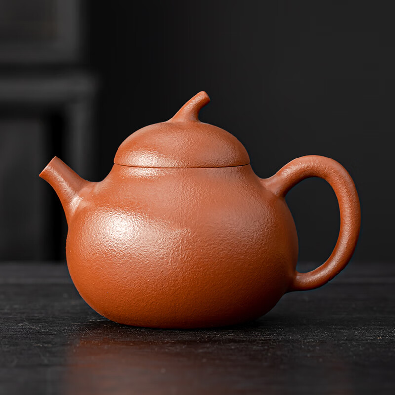 宇軒朱泥茄瓜壺紫砂壺家用功夫泡茶壺皺皮梨壺紅泥半手工內(nèi)推孔 ZY--茄瓜朱泥