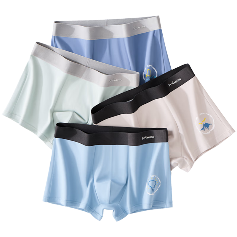 猫人青少年内裤男蚕丝抗菌裆纯棉平角裤学生12-18岁发育期大童短裤