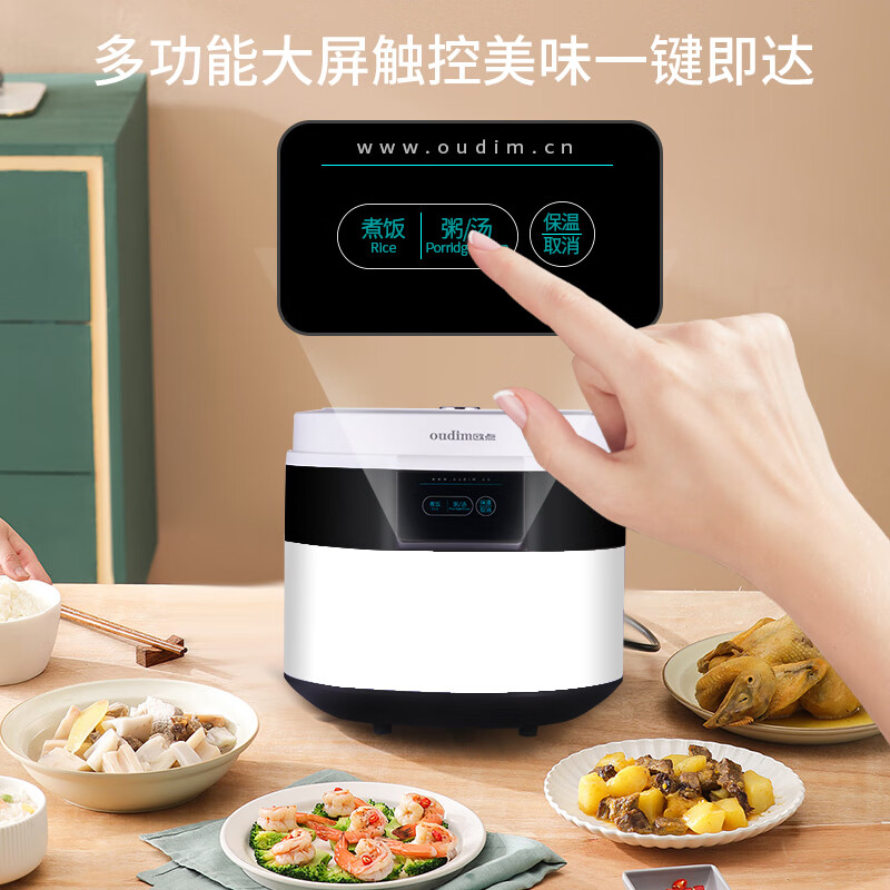 欧点智能电饭煲家用电饭锅不粘涂层内胆微压力电炖锅一键操作电蒸锅煮粥蒸煮饭锅3-4-5-6人 送老人  经典白 3L 【饭煲|500W】