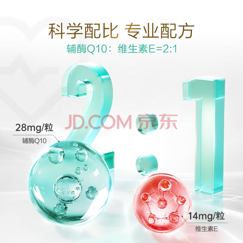 汤臣倍健【防伪可查 药房直售】汤臣倍健辅酶Q10天然维生素E软胶囊60粒中 辅酶Q10【新效期】 60粒*2瓶