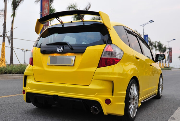 麗田飛度 F0 雨燕GT 拉風跑車定風尾翼 3D競技款大尾翼打孔通用 ABS素材毛胚灰
