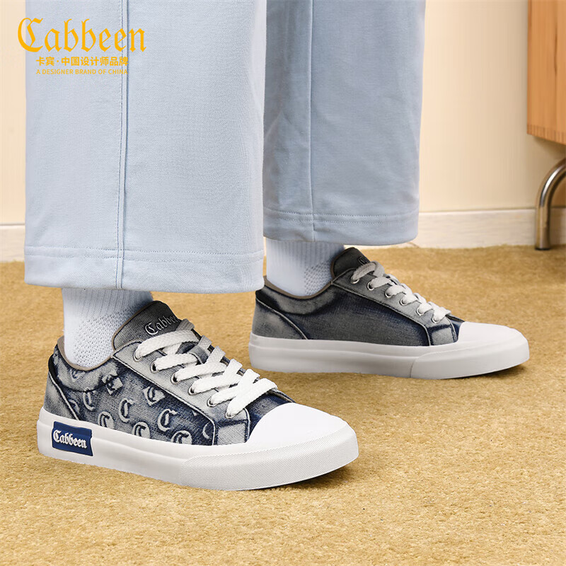 卡宾帆布鞋男鞋春季新款薄款透气板鞋男百搭厚底增高休闲鞋子男驾车鞋 蓝色 41 【标准皮鞋尺码】