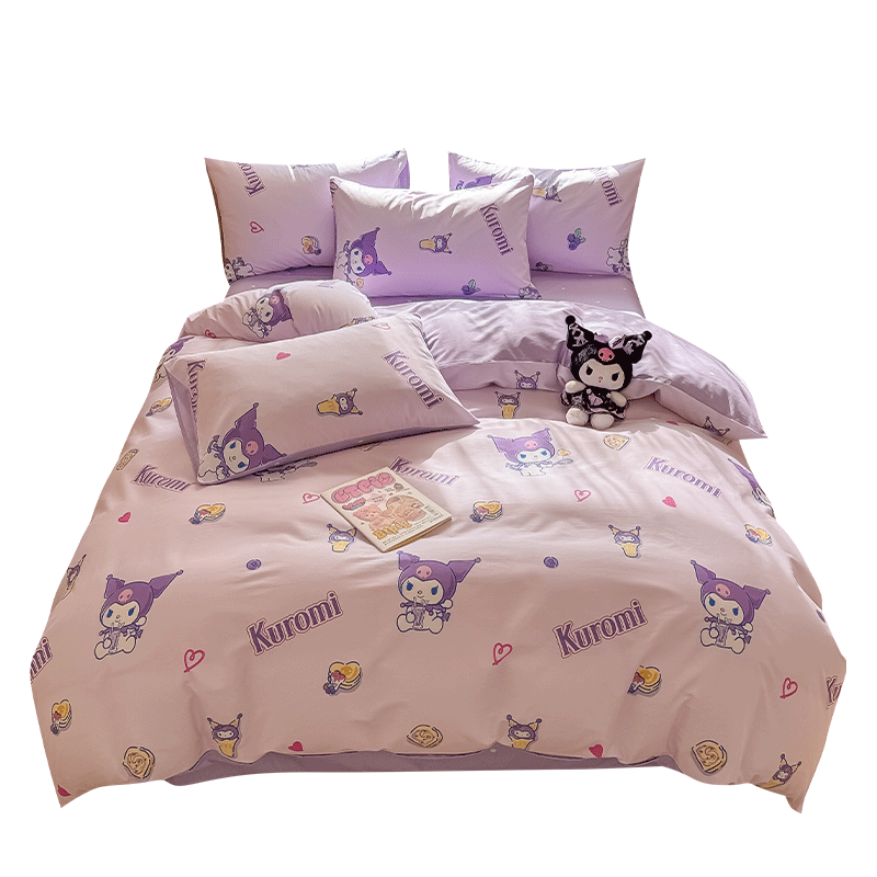 无印良品100%全棉四件套 纯棉床上用品儿童卡通被套200*230cm1.5/1.8米床