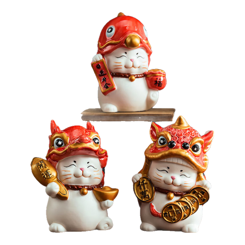 赟婭國(guó)潮創(chuàng)意擺件陶瓷招財(cái)貓可愛桌面客廳玄關(guān)擺件發(fā)財(cái)貓開業(yè)喬遷送禮 紅色【四個(gè)禮盒裝】
