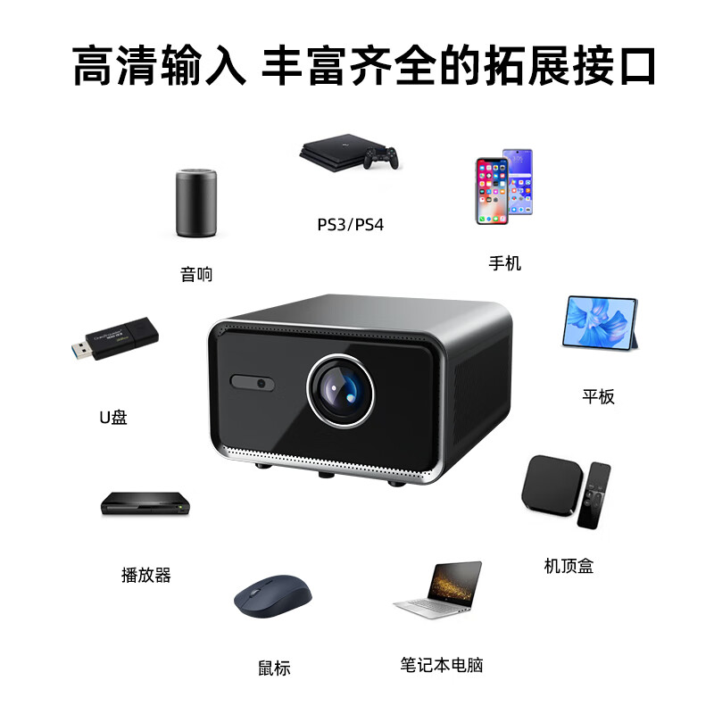 aet新款V417投影仪办公高清会议室专用投影机白天直投可连电脑教学培训投影带幕布 V417办公顶配版(支架幕布+托盘支架)