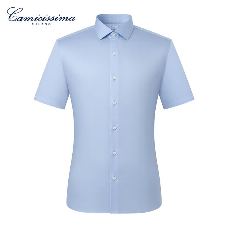 恺米切(CAMICISSIMA)夏免烫短袖衬衫男5色可选商务休闲修身 天蓝 40