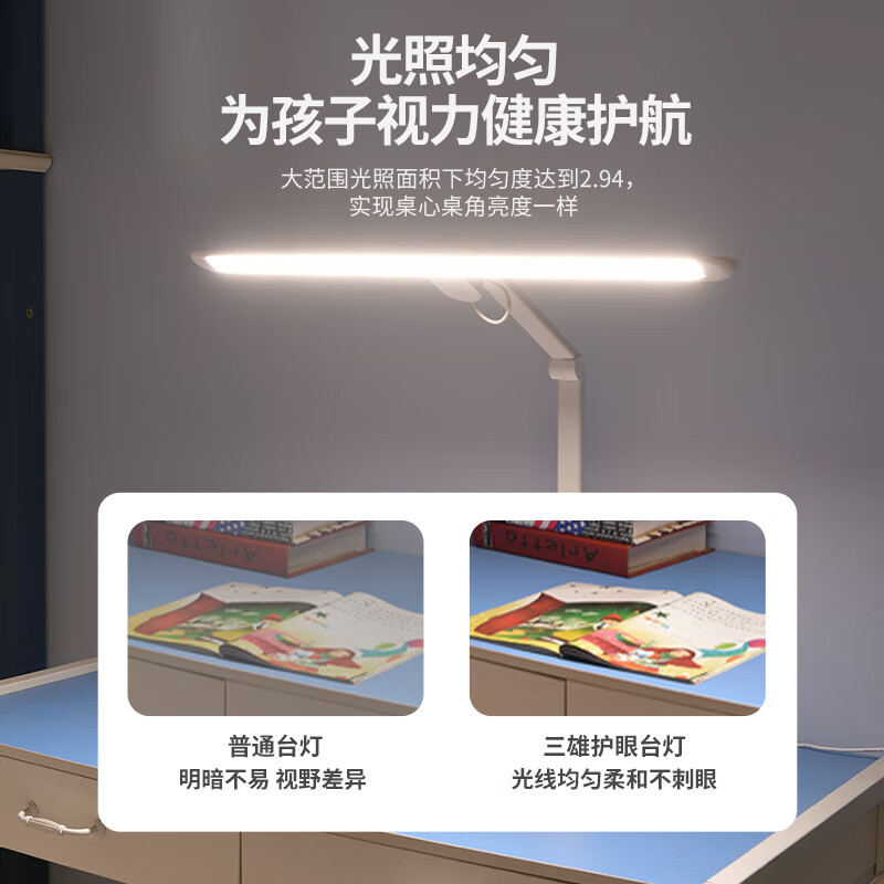 三雄极光护眼台灯LED书桌学生学习宿舍卧室儿童防蓝光台灯 【国AA级护眼Ra95】 12W 智研