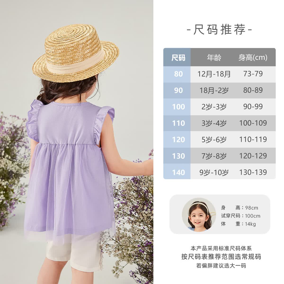 JELLYBABY女童夏季套装2026新款宝宝薄款无袖两件套儿童休闲童装夏小童衣服 蓝色 90 CM