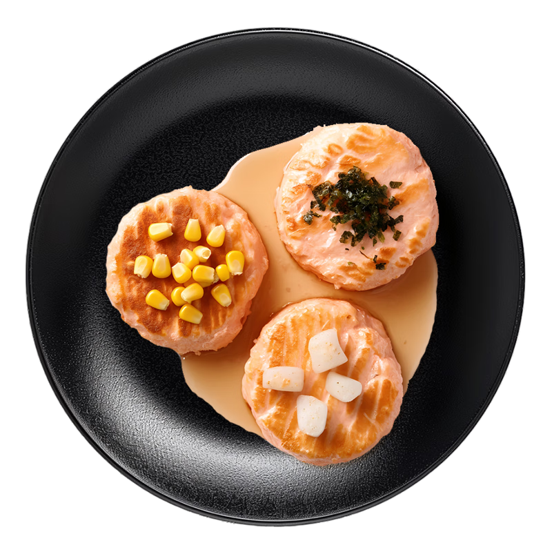 禧美海产 三文鱼饼240g 混合口味(马蹄+时蔬+海苔) 6枚装 宝宝辅食早餐饼