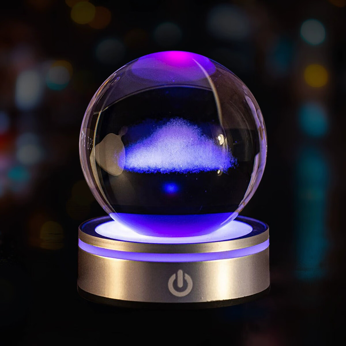 3D内雕水晶发光水晶球摆件送老师同学七彩小夜灯送情人礼物8CM 太阳系8CM+感应灯座