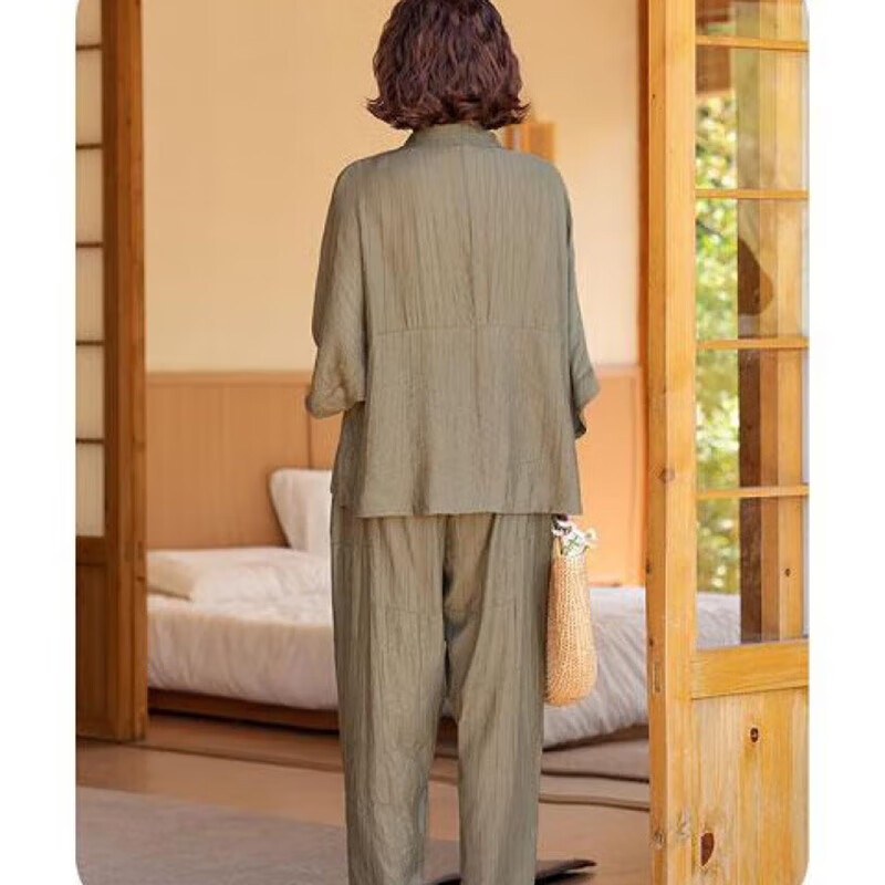 俞兆林(YUZHAOLIN)母亲节妈妈装套装中老年女装夏季薄款大码老年人衣服显瘦两件套 咖啡色 3XL (尺码偏大155-185斤)
