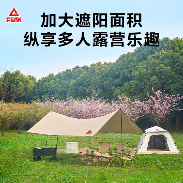 匹克（PEAK）户外天幕帐篷野餐露营野炊遮阳棚大型防风简易轻便携用品装备 升级涂银天幕4*3m