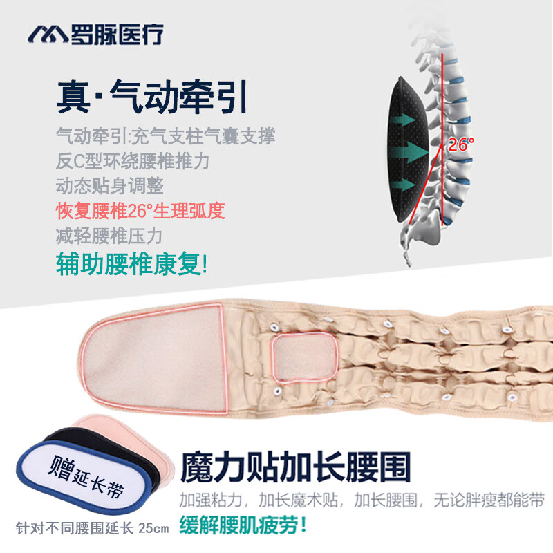医用护腰带腰间盘劳损充气腰椎突出腰肌腰托疼矫正固定牵引器 藏蓝色