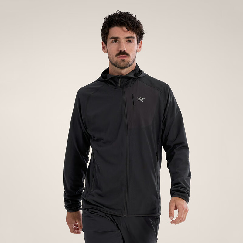 始祖鸟（ARC&#039;TERYX）男士外套 Delta Hoody 25春季新款抓绒衣 柔软透气保暖连帽衫 黑色 Black X XS