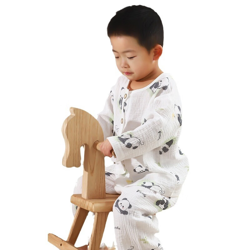 儿童睡衣夏季纯棉a类开衫外穿儿童家居服吸汗透气长袖女男童睡衣 爱心恐龙 130 cm