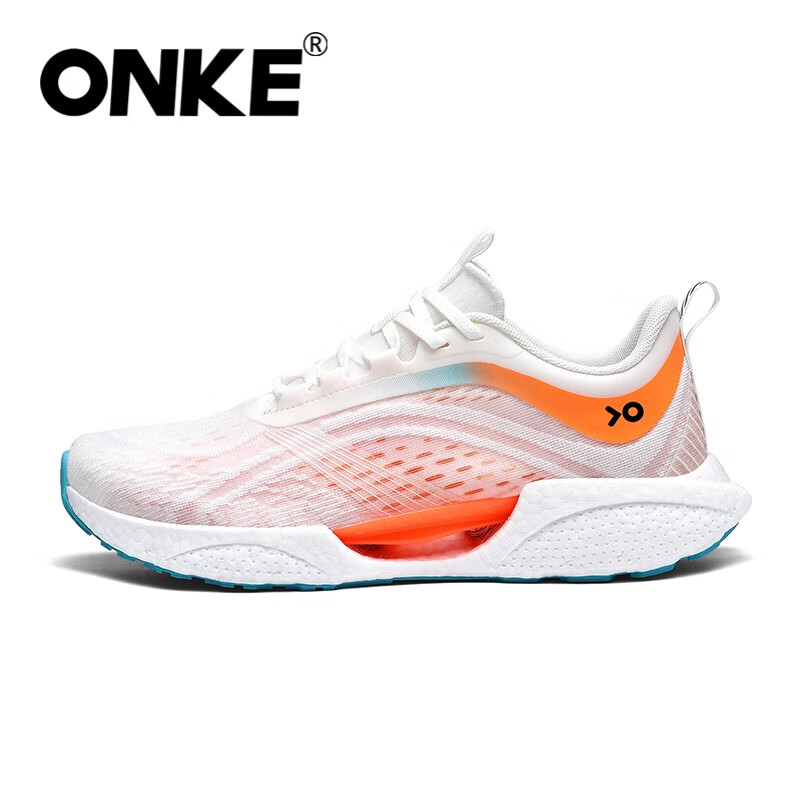 ONKE氢跑科技高弹爆米花跑步男女鞋夏季网面鞋轻便透气慢跑大码运动鞋 元气橙 38
