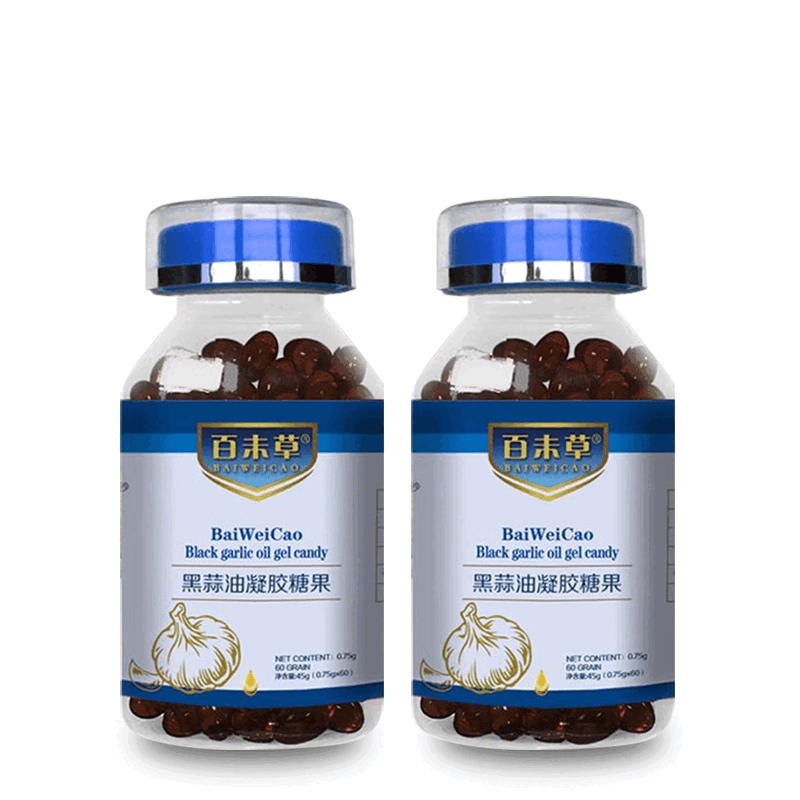 百未草蒜油凝膠糖果濃縮黑蒜牡蠣肽黑蒜油提取物蒜油凝膠糖果 軍綠色 五瓶