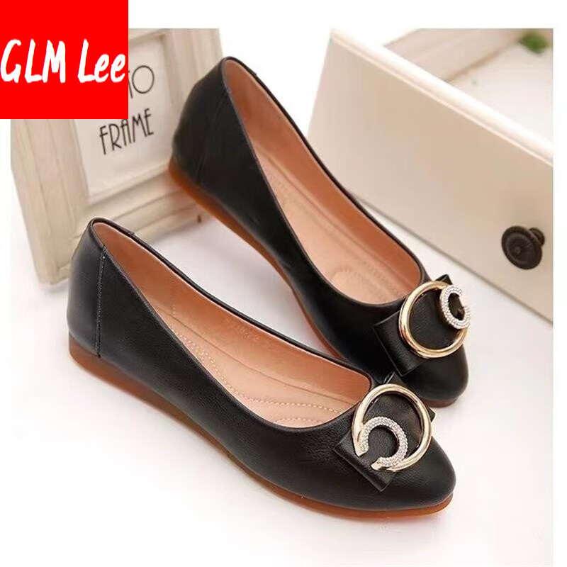 女鞋2024新款软底夏季妈妈单鞋百搭软皮浅口圆头软皮平底鞋 温州皮鞋