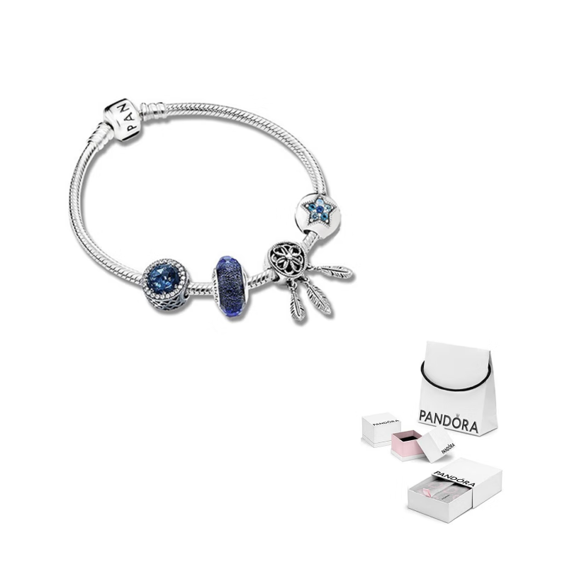 潘多拉（PANDORA） 潘多拉 神圣捕夢(mèng)網(wǎng) 璀璨星辰925銀串飾鏈手串 女款 銀色 16cm 品牌原盒