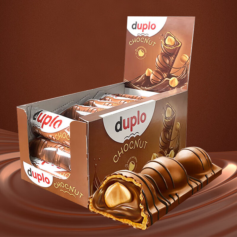 费列罗Nutella能多益巧克力酱榛子夹心饼干进口网红儿童零食办公室点心 DUPLO巧克力棒26g*24条（整盒）