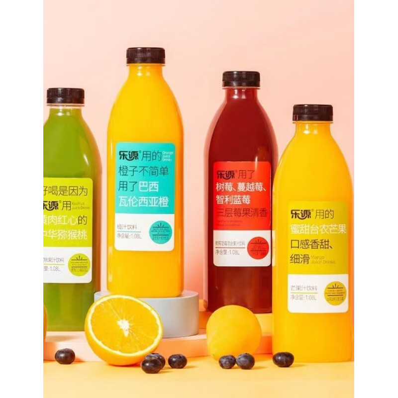 樂(lè )源壹品果汁nfc果汁獼猴桃汁芒果汁橙汁大瓶果汁飲料 【4瓶獼猴桃nfc1.08l】