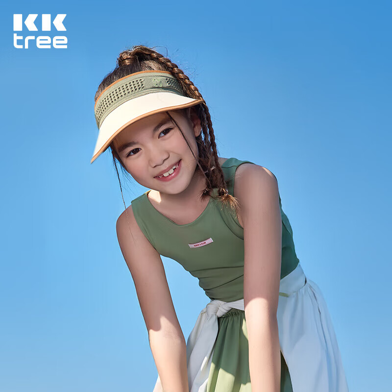 Kocotreekk树儿童帽子防紫外线轻盈防晒帽男女童运动空顶帽 奶霜米 M