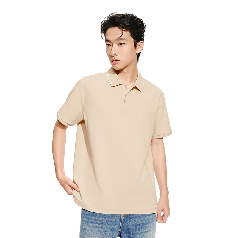 网易严选26新品5A抗菌冰感POLO衫透气T恤凉感短袖挺阔干爽商务男 A款-撞边领-浅米色 2XL