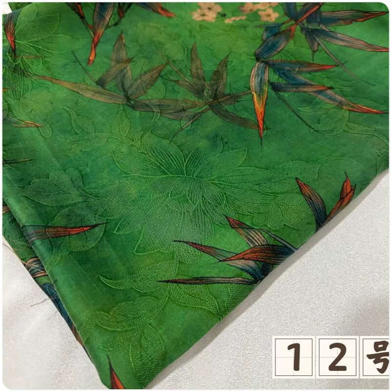 真絲布料做衣服25姆米桑蘿香云紗提花真絲布料國風(fēng)旗袍襯衣短袖連 12