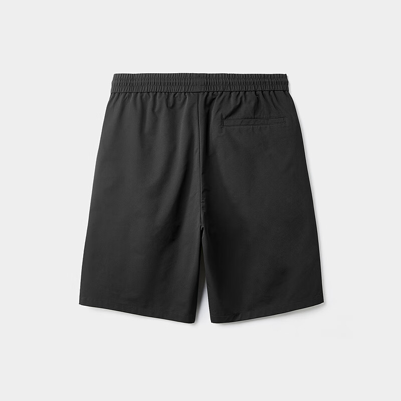 黑鲸海澜之家旗下腰间抽绳休闲中裤男2025年夏季新品宽松直筒裤男 黑色11 M