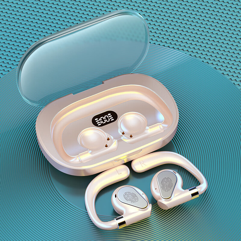 常佰通佰通I5新款挂耳式蓝牙耳机无线不入耳运动数显高音质超长续 I5耳挂式蓝牙耳机【米黄色】