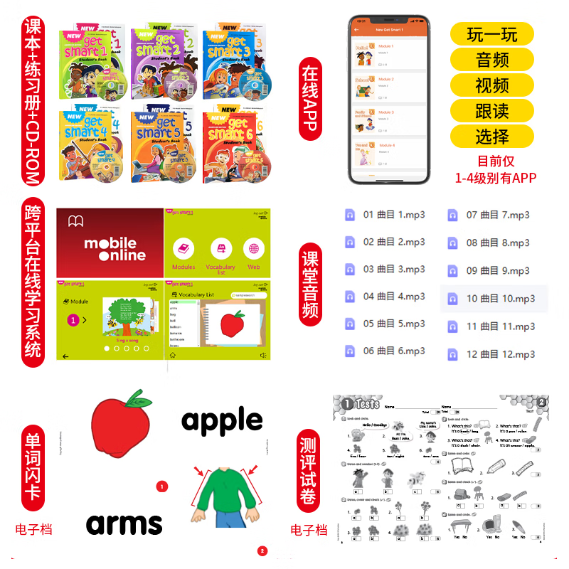 【原版进口】MM出版社少儿英语教材NGS新版New Get Smart 1级别配套学生课本练习册 含教学资源互动软件少儿美语教材英语书籍 1级别学生套装(课本+练习册)