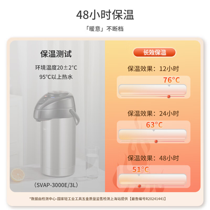 思乐得（SOLIDWARE）304不锈钢保温壶气压壶家用大容量热水壶办公室车载老式暖壶暖瓶 旗舰款-香槟金2.5L