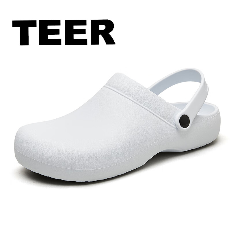 TEER厨房安全鞋防滑厨师鞋防水工作鞋防油护士鞋手术鞋老人鞋妈妈后厨 白色 脚形偏瘦的建议选小一码 35 (225mm) 京东折扣/优惠券
