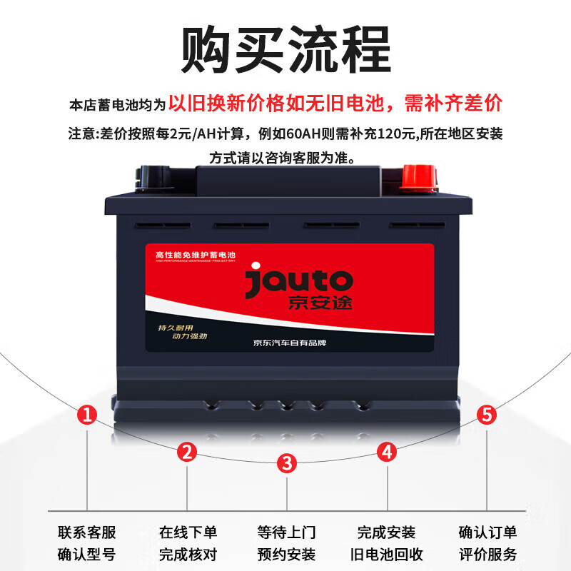 京安途汽车电瓶蓄电池54466适配新能源比亚迪D1/E1/E2/S2普通版