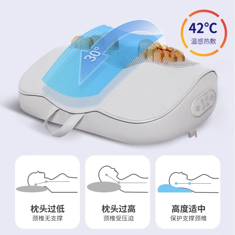荣事达颈肩腰背按摩器按摩枕恒温加热多功能家用全身按摩自动热敷揉捏按摩仪送父母生日礼物母亲节礼物 充电【智能调控+过热保护+升级面料高记忆棉】