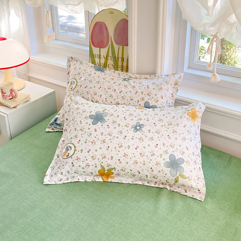 软贝小清新四件套 透气亲肤印花卡通简约田园风被套床单款套件 小家碧玉 2.0m床单款四件套被套200*230cm
