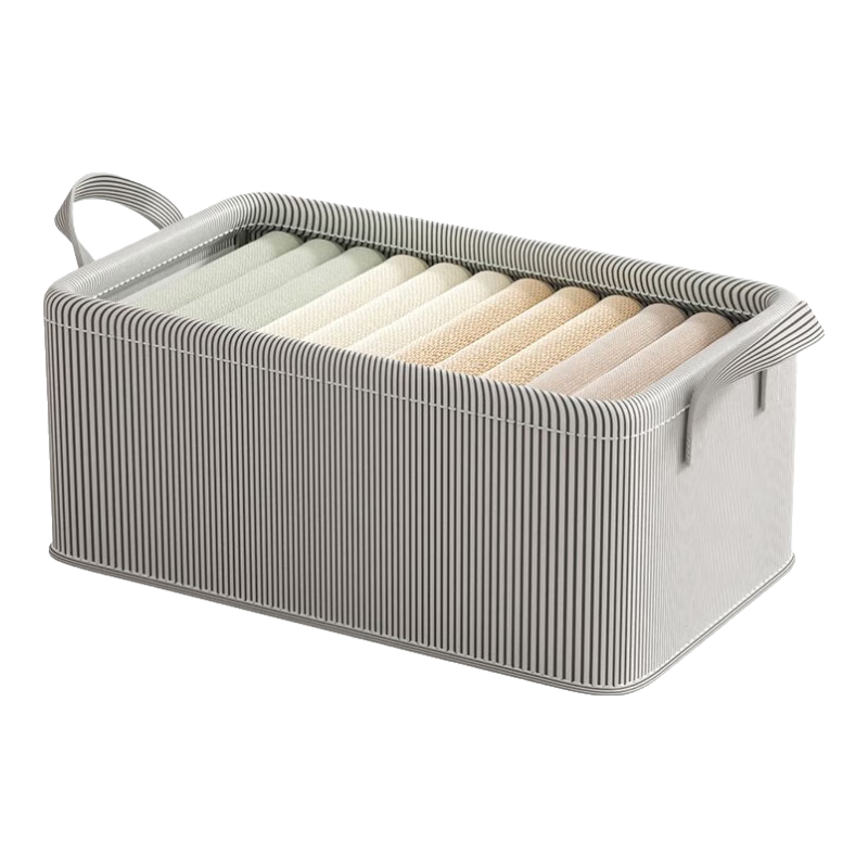 百易特衣服收纳箱家用衣柜抽屉分层整理盒放衣物牛仔裤折叠收纳筐 蓝色条纹【1个装】 47*28*20cm