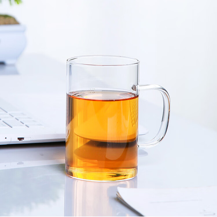 【精选好物】彩把玻璃杯透明带把大容量家用喝水杯泡茶杯子早餐牛 透明把杯（1个装） 直径80mm高度110mm容量401-500ml