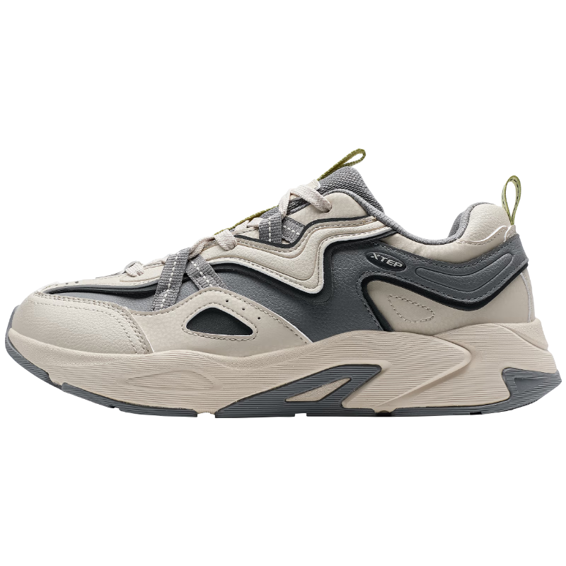 特步赤壁3.0休闲鞋男鞋秋冬厚底老爹鞋女运动鞋门店同款976419320007 香皮灰/烟灰色/煤黑【男款革面】 42