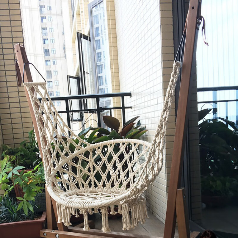 紫葉（ziye）陽臺秋千搖椅單人家用室內吊椅實木秋千椅大人花園網(wǎng)紅蕩秋千