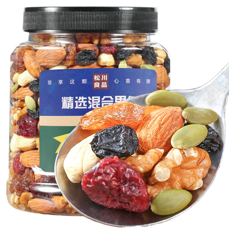 松川良品 每日?qǐng)?jiān)果腰果巴旦木核桃果仁大罐裝C 500g 原味