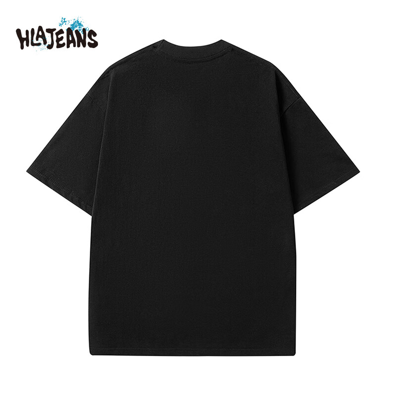 黑鲸2025新款潮流短袖t恤男夏季半袖情侣上衣宽松潮牌五分袖女纯棉