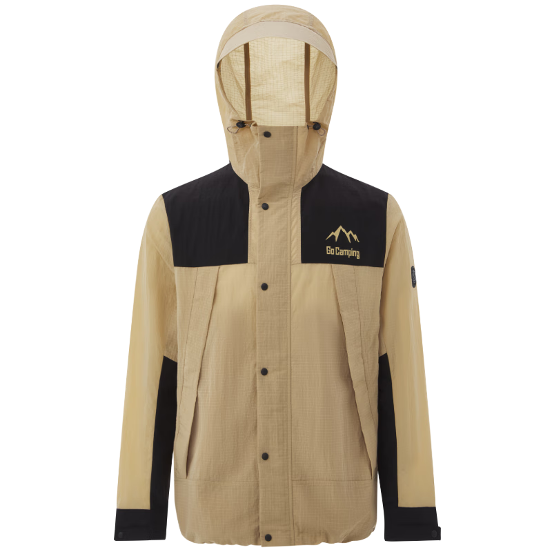 波司登（BOSIDENG）国标时尚防晒衣男女情侣同款户外露营透气百搭工装风外套 黑色/黄卡其80LJ 2XL 180/100A