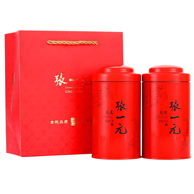 张一元茶叶茉莉花茶茉莉龙毫浓香型茶礼送礼春茶新茶特种200g罐装 茉莉花茶龙毫100g*2罐