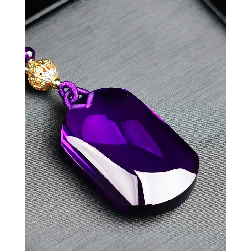 冰珂晶石天然巴西紫水晶无事牌吊坠紫气东来配珠链紫水晶套装链子