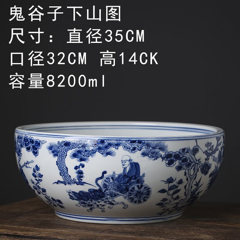北保嬌加厚加大號(hào)家用盆景德鎮(zhèn)陶瓷和面盆揉面瓷盆廚房洗菜盆活面發(fā)面盆 加大面盆手繪青花