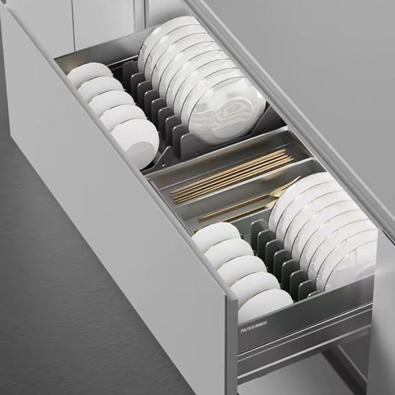 耐斯克魔晶极薄铝碗碟篮厨房橱柜拉篮双层置物架抽屉式收纳拉篮 900柜体（碗篮+平篮）