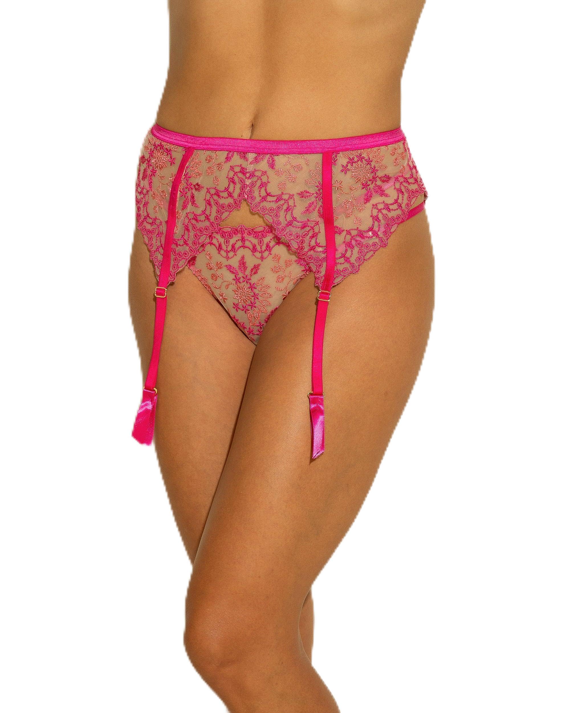 Cosabella 女式 Usha 吊襪帶 吊襪帶 Flori 粉色 小 - 中號