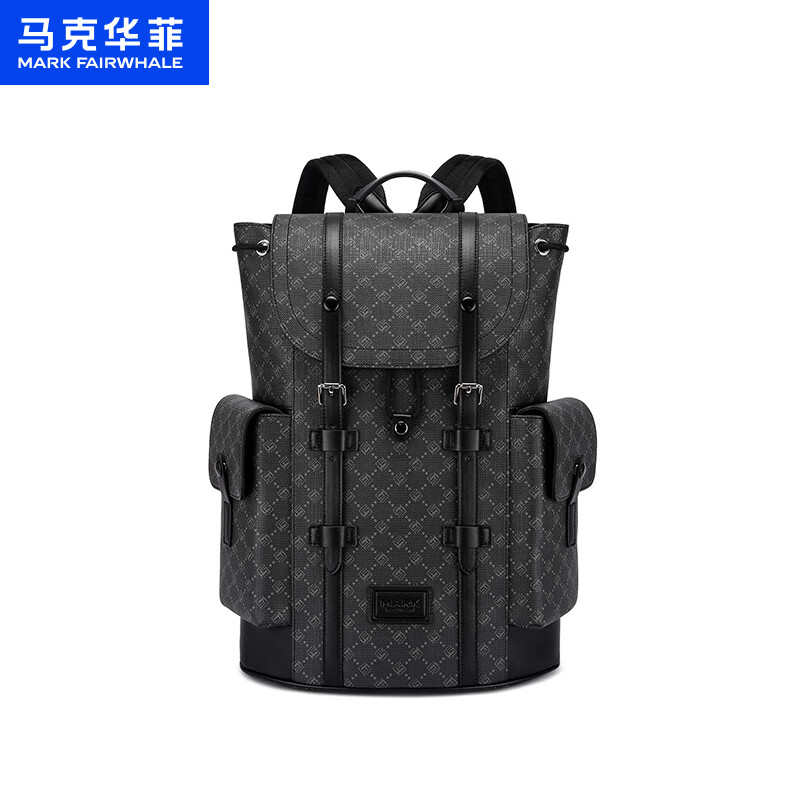 马克华菲新款背包男士商务双肩包潮流大容量电脑包旅行包学生书包 铅灰【礼品袋|顺丰快递】